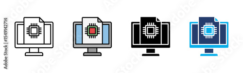 Technology icon sheet multiple style collection