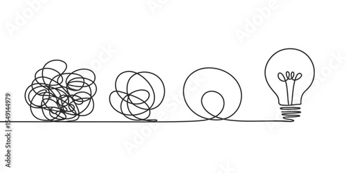 Problem Solving Process Visualized with Line Art