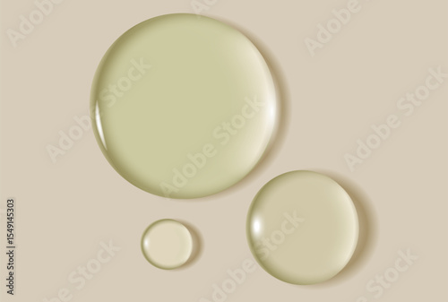 Serum, transparent skin care essence, liquid texture of cosmetic product on cream background
