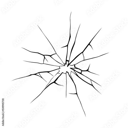 Glass crack broken texture window. Ice glass cracked effect background bullet mirror transparent isolated illustration