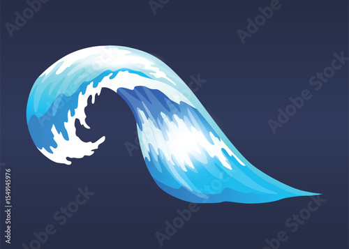Sea ocean wave. Blue water ocean wave, marine surf wave, ripples tides sea storm, tsunami, tidal shape, splash water motion with spray isolated vector cartoon illustration