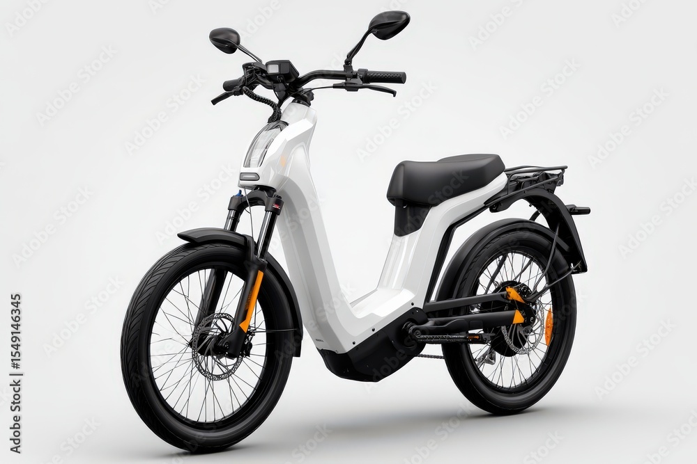 Fototapeta premium Modern electric bike designed for urban commuting and eco-friendly transportation highlighting sleek lines and efficient technology perfect for city living and sustainable travel