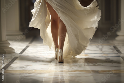 Wallpaper Mural Brides of an elegant bride walking over a marble floor to her wedding Torontodigital.ca