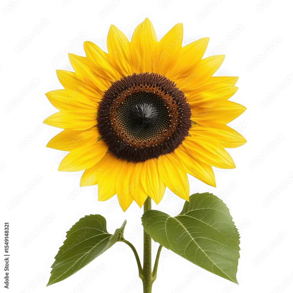 Obraz premium A single sunflower isolated on transparent background
