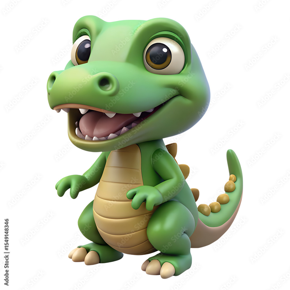 Fototapeta premium 3d cartoon alligator hatchling with small teeth