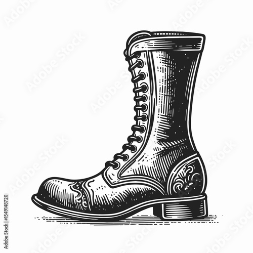 Vintage combat boot illustration 