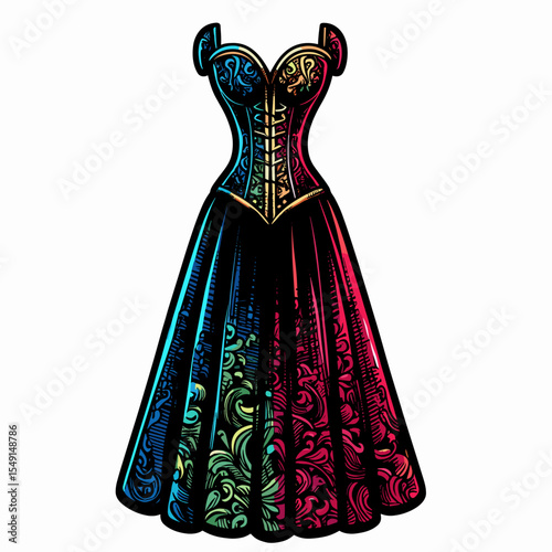 Long gradient corset gown