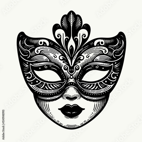 Woman in ornate masquerade mask