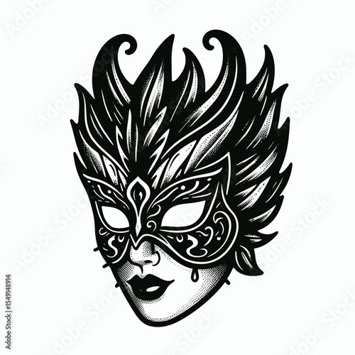 Woman in ornate masquerade mask
