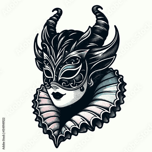 Woman in horned mask 