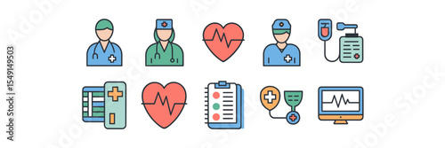 Clean grid of digital healthcare icons – Perfect for patient portals, medical tracking apps, or telehealth interfaces