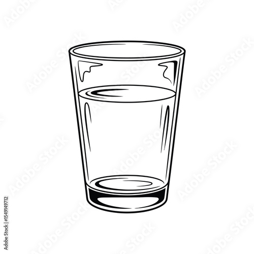Vintage Style Glass of Water Black and