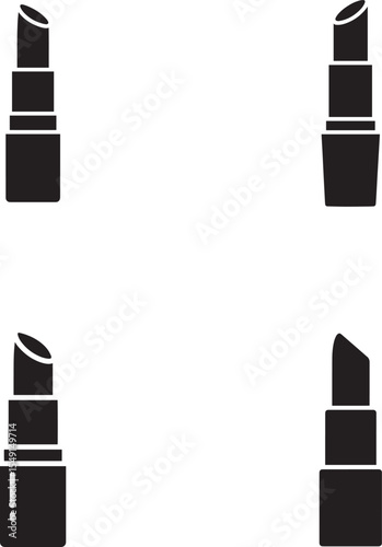 Simple Black Lipstick Icons Set