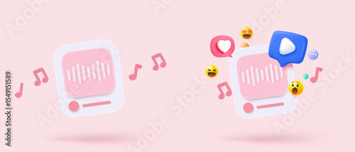3d music note is symbol denoting a musical sound. Audio tune and harmony tone. Decoration element of musical song festivals and concerts. 3d melody notes icon vector render illustration