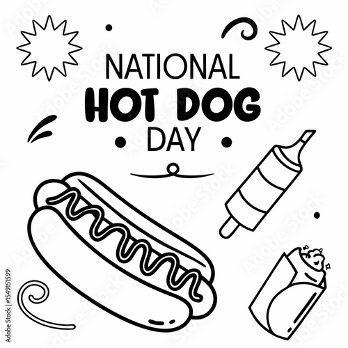 NATIONAL HOT DOG DAY vector illustration