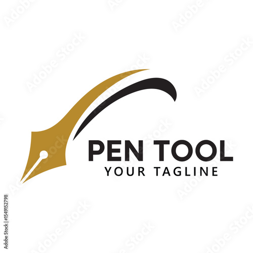 Pen logo tool gradient colorful style vector