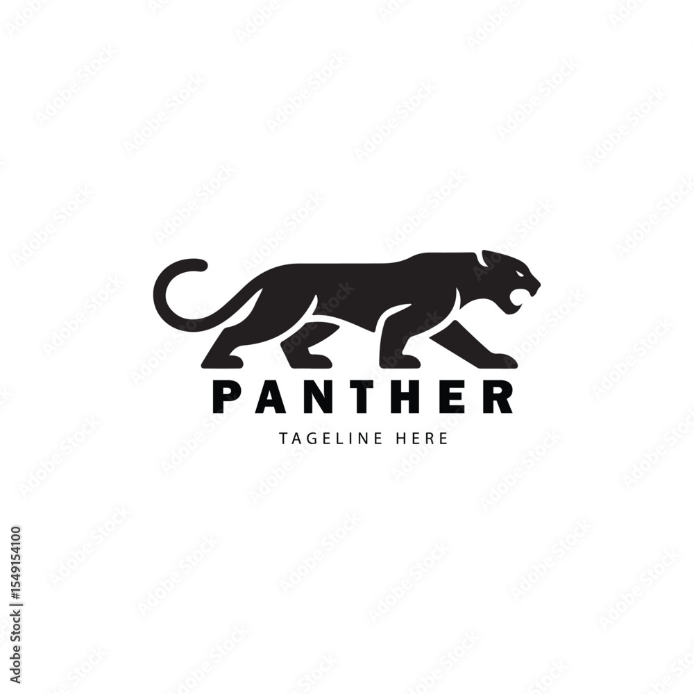 Fototapeta premium Sleek Black Panther Logo Design with Bold Typography and Striking Silhouette for Modern Branding and Company Identity