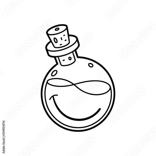 Line Art Illustration of a Potion Bottle with Cork Stopper