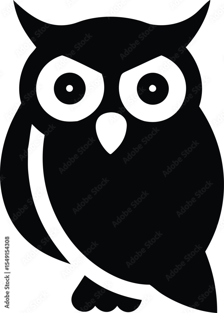 Obraz premium Minimalist owl silhouette vector design in black representing nighttime wildlife