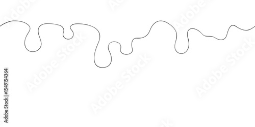 Continuous line art showing dripping fluid, perfect as a decorative border for chocolate, paint, or liquid-themed designs.