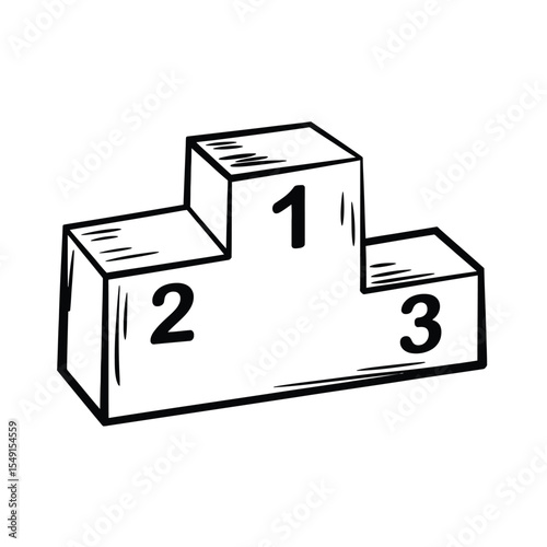 Winners Podium Hand-Drawn Illustration of 1st, 2nd, and 3rd Place