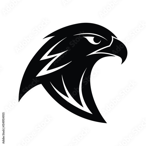 A black silhouette art of a falcon head.eps