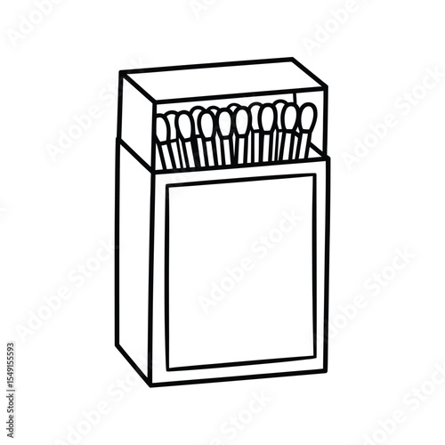 Cotton Swabs in a Box Line Art Illustration