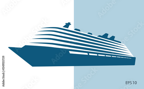 Sea cruise liner. Schematic drawing. Vector illustration.
