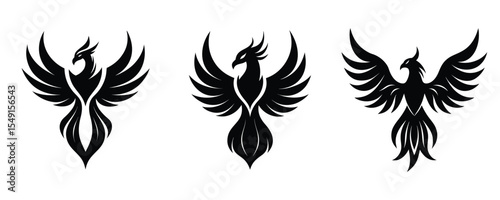  Stylized Black Phoenix Designs: Tribal, Powerful, and Symbolic Vector Illustrations.