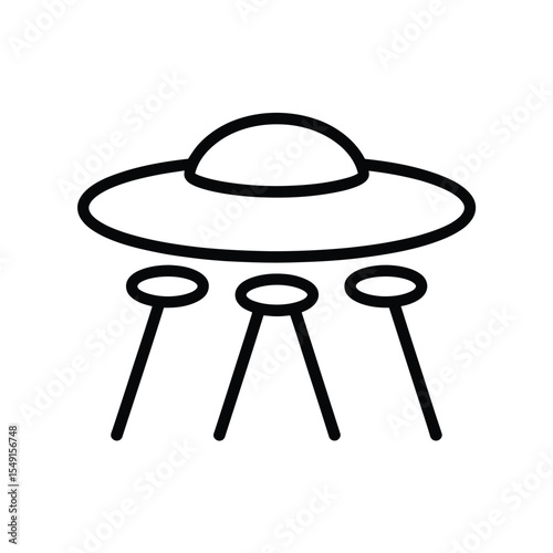 UFO Line Art Illustration Unidentified Flying Object Graphic