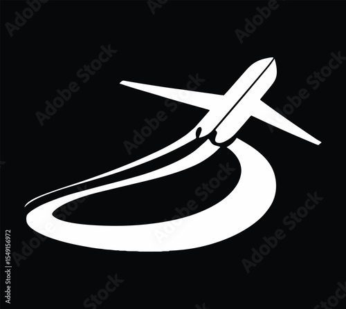 Stylish Airplane in Flight Silhouette