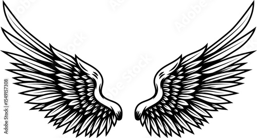 Vintage wings isolated on white background. Design elements for logo, label, emblem, sign, brand mark. Vector illustration.