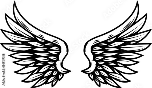 Vintage wings isolated on white background. Design elements for logo, label, emblem, sign, brand mark. Vector illustration.