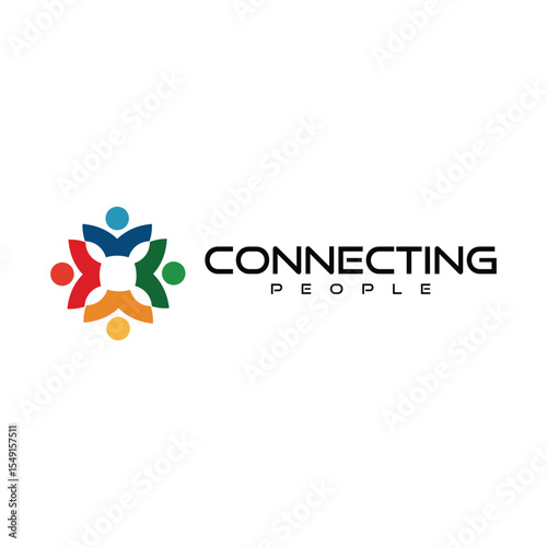 Abstract Initial Letter O Connecting People Logo. Colorful Geometric Shape isolated on White Background. Flat Vector Logo Design Template Element.