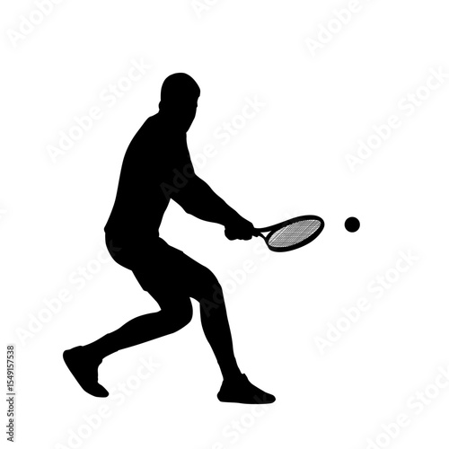 Tennis player, isolated vector silhouette. Individual sport athlete