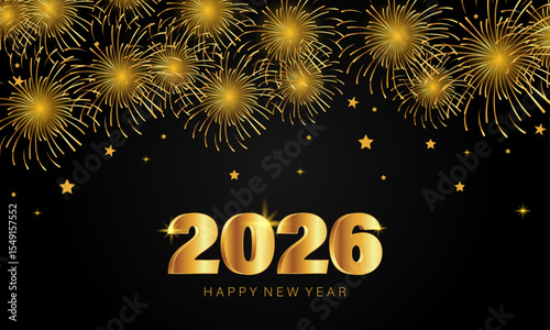 2026 new year party celebration-themed horizontal background design with firework.