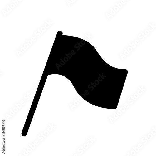 Black Flag Icon Waving Banner Silhouette Vector Illustration