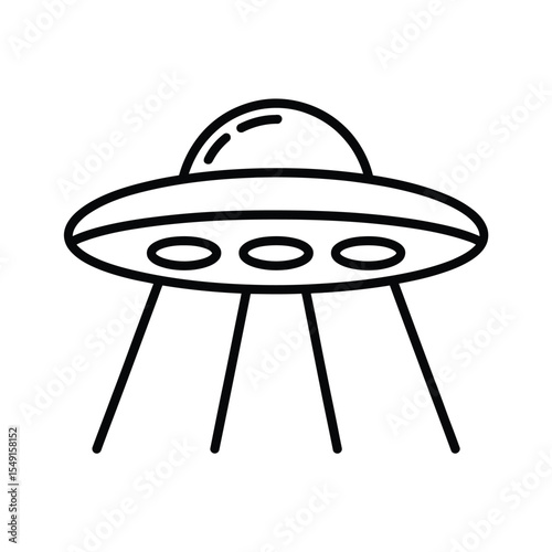 UFO Line Art Simple Spaceship Illustration