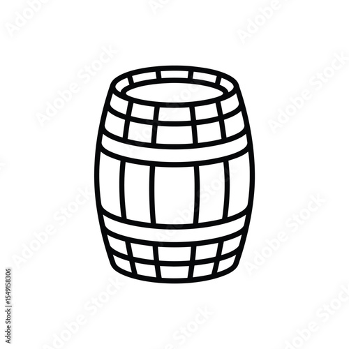 Wooden Barrel Illustration Line Art Design