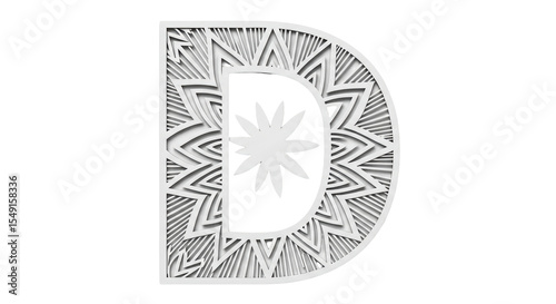 Isolated letter D mandala