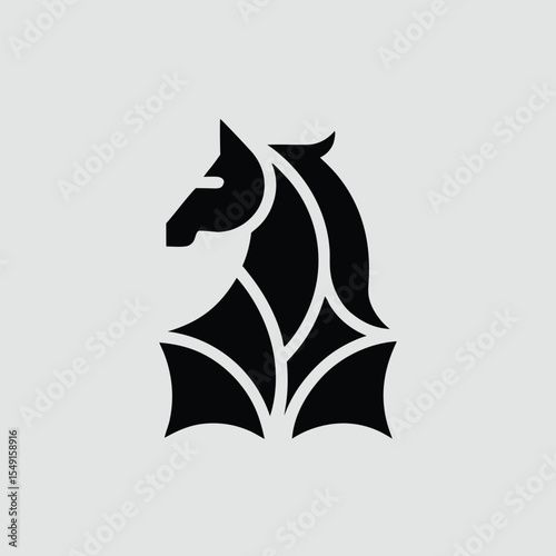 Elegant silhouette of a horse head in a modern geometric minimalist design