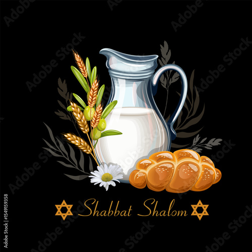 Beautiful illustration Shabbat Shalom