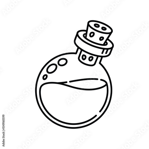 Line Art Illustration of a Potion Bottle with Cork Stopper