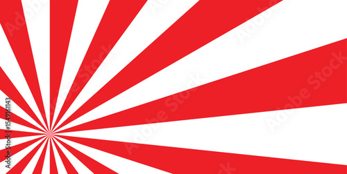 Red and White Angled Radial Sunburst