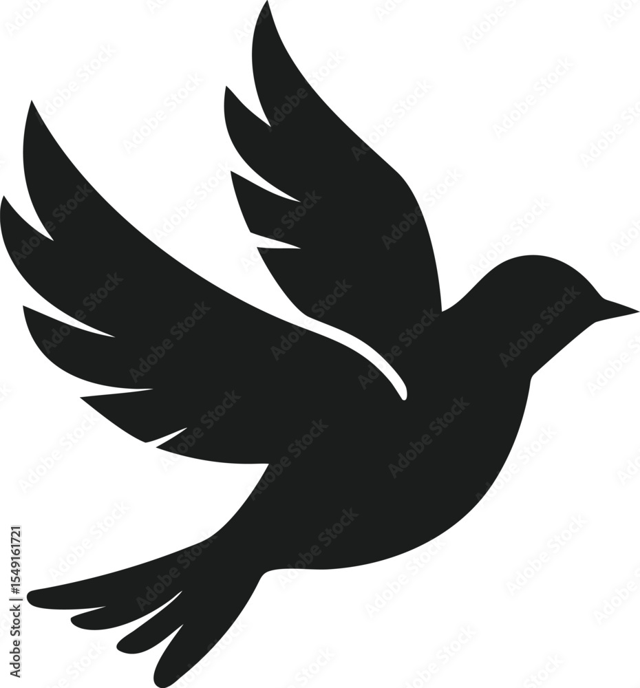 Fototapeta premium Minimalist bird silhouette design in flight representing freedom and peace