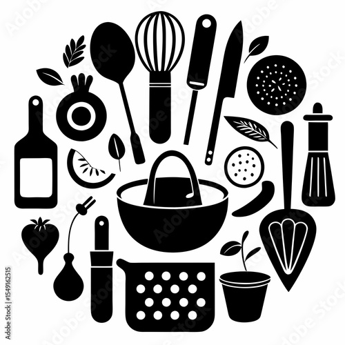 set of kitchen utensils