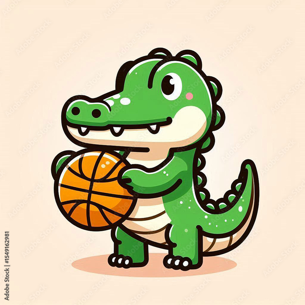 Fototapeta premium cute crocodile with basketball