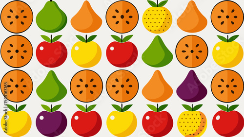 "Healthy Fruits Set – Colorful Flat Icons of Citrus and Exotic Fruits"


