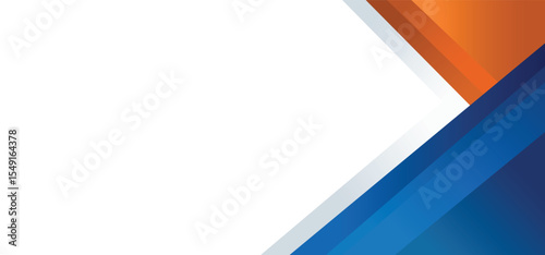 Abstract blue and orange triangle geometric border banner background vector with copy space