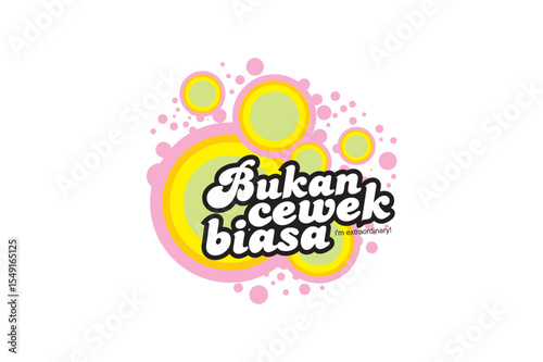 Pink and light green liquid label, social media speech bubble, not ordinary girl speech bubble